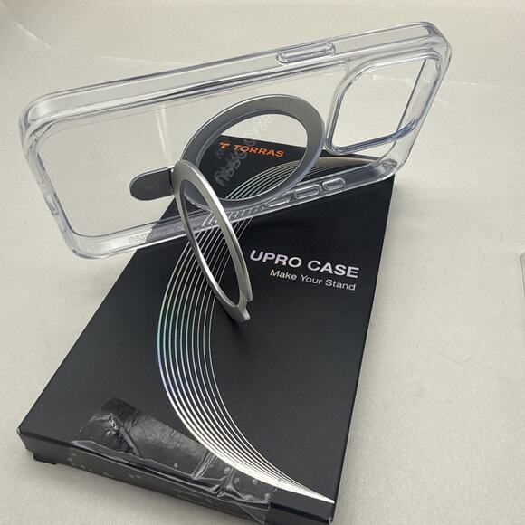 TORRAS Magnetic Kickstand for iPhone 15 Pro UPRO Case, Clear READ - Picture 5 of 10